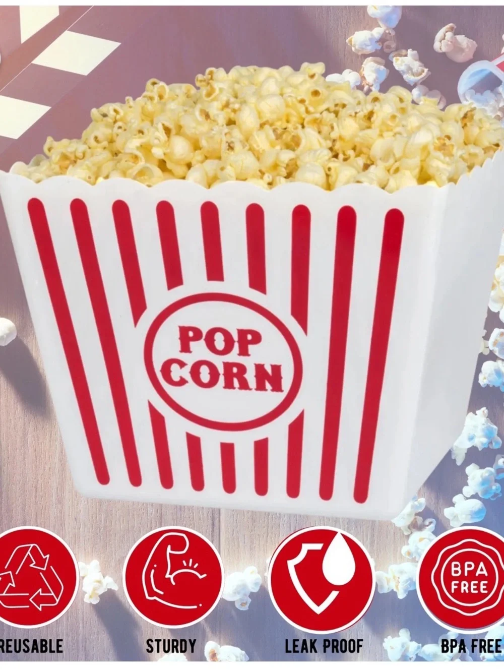Classic Red & White Popcorn Boxes - Party Snack Holders